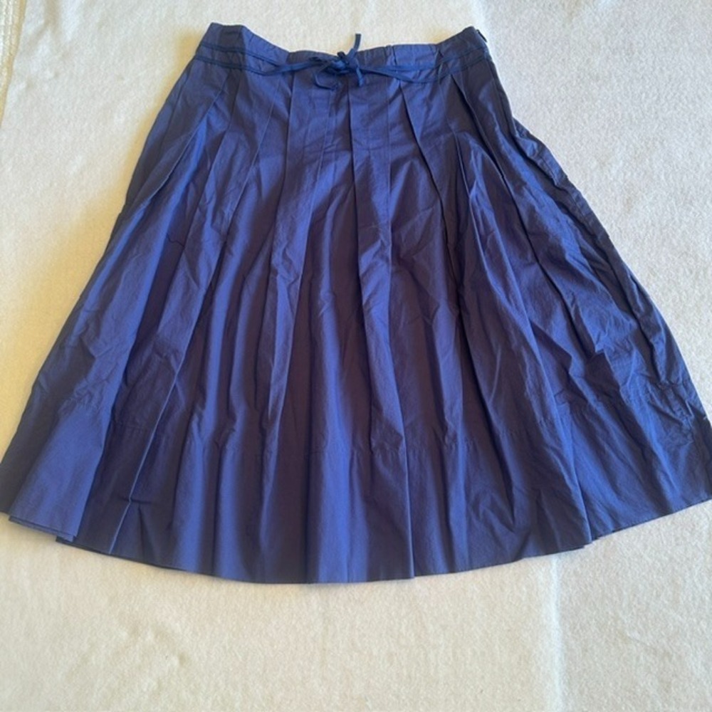Country Road Navy Blue Pleated Skirt Women Size 6 Tie Waist Office Preppy Casual